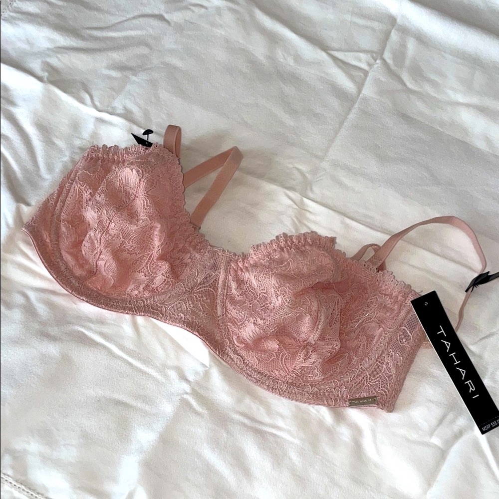 Tahari Blush (rose smoke) Lace Underwire Bra 36 C